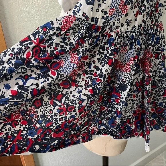 SOLD SACAI sz 2 S WHITE Linen Tee Flare Back Floral Print Short Sleeve Tshirt - Picture 6 of 12